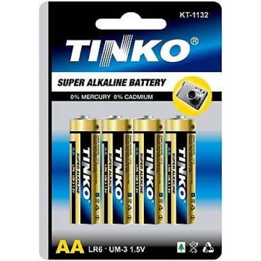Baterie TINKO 1,5V  AA(LR06) alkalická, balení 4ks v blistru