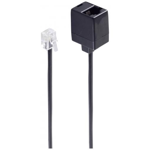 Shiverpeaks telefonní kabel [1x RJ11 zástrčka 6p4c - 1x RJ11 zásuvka 6p4c] 10 m černá
