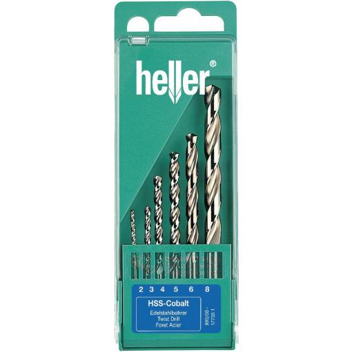 Heller 17735 D HSS sada spirálových vrtáku do kovu 6dílná 2 mm, 3 mm, 4 mm, 5 mm, 6 mm, 8 mm Cobalt DIN 338 válcová stopka 1 sada