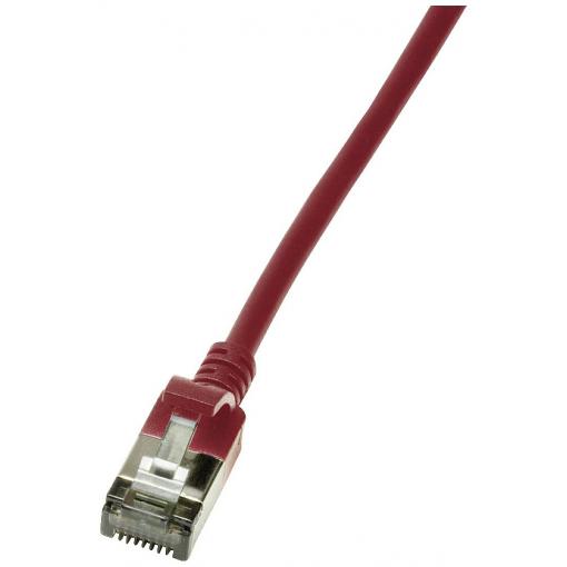 LogiLink CQ9064S RJ45 síťové kabely, propojovací kabely CAT 6A U/FTP 3.00 m červená extrémně tenký , samozhášecí, flexibilní provedení, fóliové stínění, bez