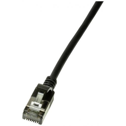 LogiLink CQ9053S RJ45 síťové kabely, propojovací kabely CAT 6A U/FTP 2.00 m černá extrémně tenký , samozhášecí, flexibilní provedení, fóliové stínění, bez