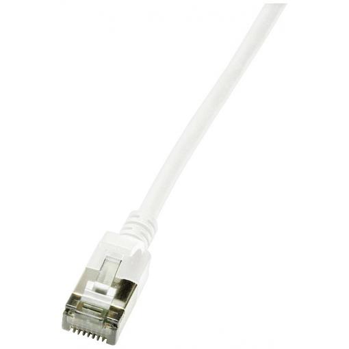 LogiLink CQ9051S RJ45 síťové kabely, propojovací kabely CAT 6A U/FTP 2.00 m bílá extrémně tenký , samozhášecí, flexibilní provedení, fóliové stínění, bez