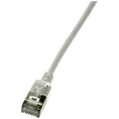 LogiLink CQ9052S RJ45 síťové kabely, propojovací kabely CAT 6A U/FTP 2.00 m šedá extrémně tenký , samozhášecí, flexibilní provedení, fóliové stínění, bez