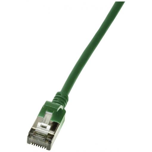 LogiLink CQ9025S RJ45 síťové kabely, propojovací kabely CAT 6A U/FTP 0.50 m zelená extrémně tenký , samozhášecí, flexibilní provedení, fóliové stínění, bez