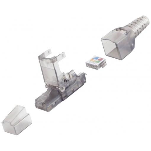 BKL Electronic Konektor RJ45, UTP, Cat 6A bez nářadí 10121200 zástrčka, rovná Počet pólů 8P8C transparentní 1 ks