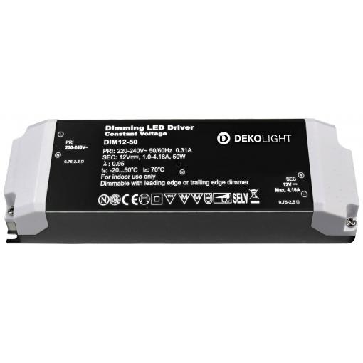Deko Light BASIC, DIM, CV 12V 12-50W LED driver konstantní napětí 50 W 1000 - 4610 mA 12 V 1 ks