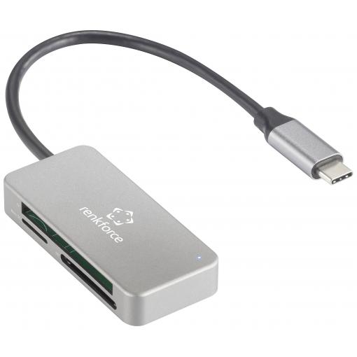 Renkforce RF-PCR-210 externí čtečka paměťových karet USB-C™ (USB 3.2 Gen 1) stříbrná