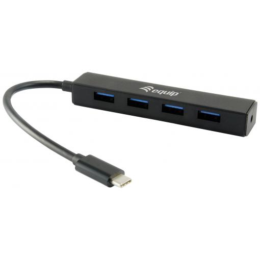 Equip 128954 USB Hub 4 porty USB-A USB 3.1 Gen1 5 GBit/s s konektorem USB C černá Equip Life USB 3.1 Type-C to 4-Port USB 3.0 Hub