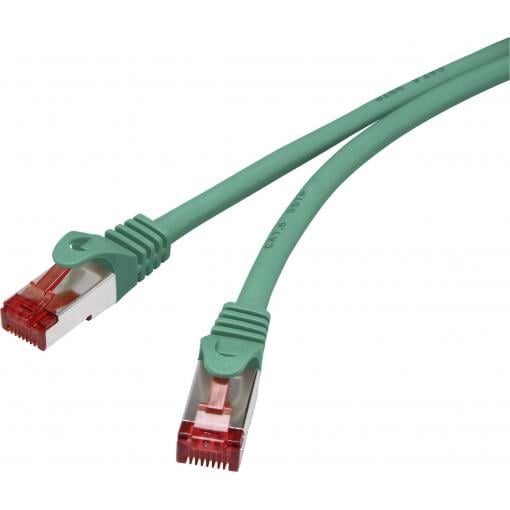 Renkforce RF-5239500 RJ45 síťové kabely, propojovací kabely CAT 6 S/FTP 1.00 m zelená s ochranou, pozlacené kontakty, samozhášecí 1 ks