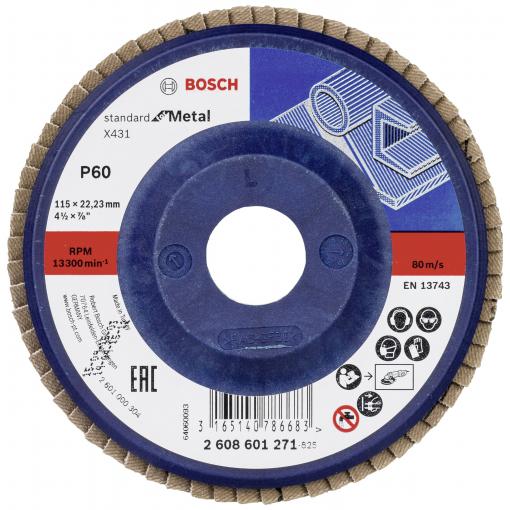 Bosch Accessories 2608601271 X431 vějířovitý brusný kotouč Průměr 115 mm Ø otvoru 22.33 mm Zrnitost 60 ocel 1 ks
