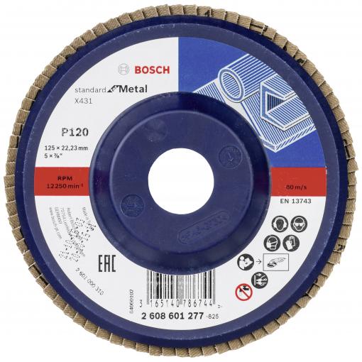 Bosch Accessories 2608601277 X431 vějířovitý brusný kotouč Průměr 125 mm Ø otvoru 22.33 mm Zrnitost 120 ocel 1 ks