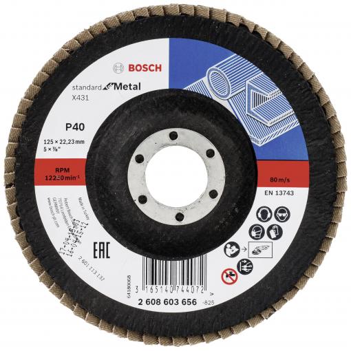 Bosch Accessories 2608603656 X431 vějířovitý brusný kotouč Průměr 125 mm Ø otvoru 22.33 mm Zrnitost 40 ocel 1 ks