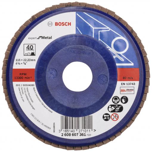 Bosch Accessories 2608607361 X551 vějířovitý brusný kotouč Průměr 115 mm Ø otvoru 22.33 mm Zrnitost 40 ocel 1 ks