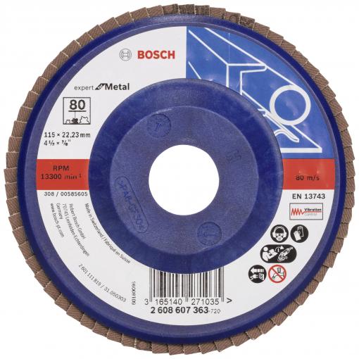 Bosch Accessories 2608607363 X551 vějířový brusný kotouč Průměr 115 mm Ø otvoru 22.33 mm Zrnitost 80 ocel 1 ks