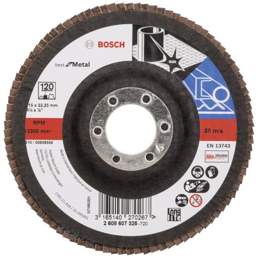 Bosch Accessories 2608607325 X571 vějířovitý brusný kotouč Průměr 115 mm Ø otvoru 22.33 mm Zrnitost 120 ocel 1 ks