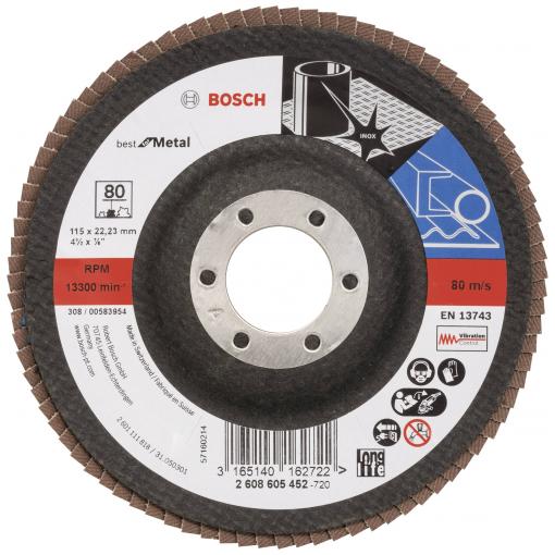 Bosch Accessories 2608605452 X571 vějířový brusný kotouč Průměr 115 mm Ø otvoru 22.33 mm Zrnitost 80 ocel 1 ks