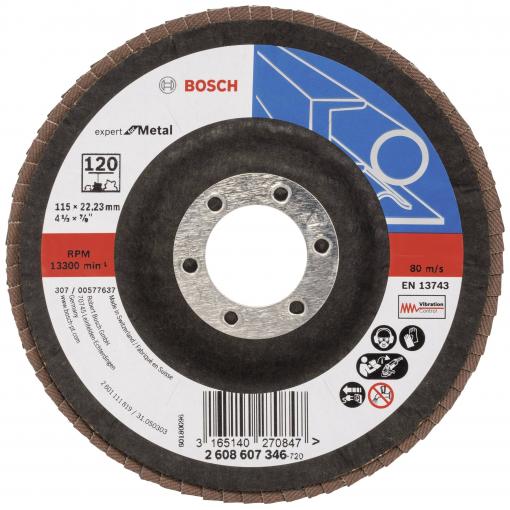 Bosch Accessories 2608607346 X551 vějířovitý brusný kotouč Průměr 115 mm Ø otvoru 22.33 mm Zrnitost 120 ocel 1 ks