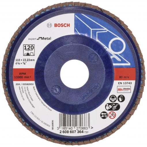 Bosch Accessories 2608607364 X551 vějířový brusný kotouč Průměr 115 mm Ø otvoru 22.33 mm Zrnitost 120 ocel 1 ks