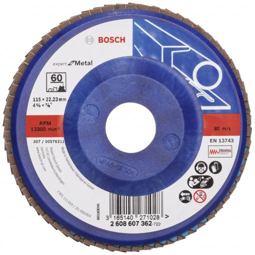 Bosch Accessories 2608607362 X551 vějířovitý brusný kotouč Průměr 115 mm Ø otvoru 22.33 mm Zrnitost 60 ocel 1 ks
