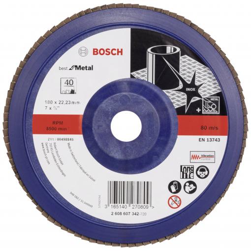 Bosch Accessories 2608607342 X571 vějířovitý brusný kotouč Průměr 180 mm Ø otvoru 22.33 mm Zrnitost 40 ocel 1 ks