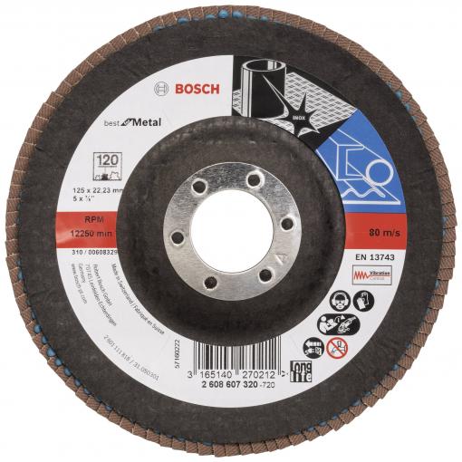 Bosch Accessories 2608607320 X571 vějířovitý brusný kotouč Průměr 125 mm Ø otvoru 22.33 mm Zrnitost 120 ocel 1 ks