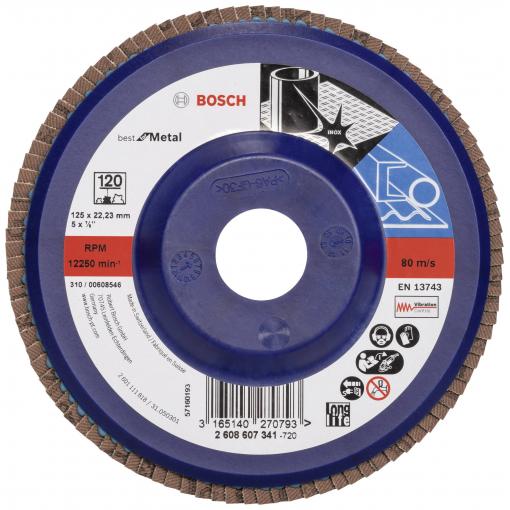 Bosch Accessories 2608607341 X571 vějířovitý brusný kotouč Průměr 125 mm Ø otvoru 22.33 mm Zrnitost 120 ocel 1 ks
