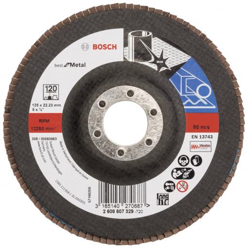 Bosch Accessories 2608607329 X571 vějířovitý brusný kotouč Průměr 125 mm Ø otvoru 22.33 mm Zrnitost 120 ocel 1 ks