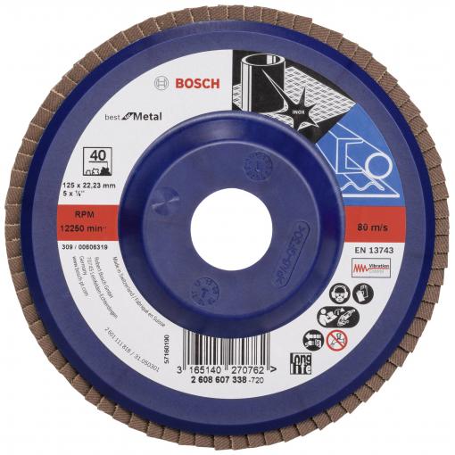 Bosch Accessories 2608607338 X571 vějířovitý brusný kotouč Průměr 125 mm Ø otvoru 22.33 mm Zrnitost 40 ocel 1 ks