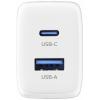 VOLTCRAFT UC-2ACX001 USB nabíječka, GaN, 1x USB A , 1x USB-C®, 25 W, Dodávka energie, bílá
