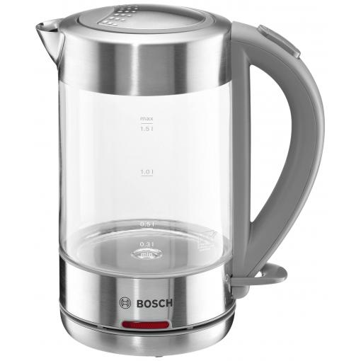 Bosch Haushalt TWK7090B rychlovarná konvice bezšňůrová nerezová ocel, sklo, šedá (matná)