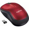 Logitech M185 optická myš, přenos bezdrátový, 3 tlačítko, 1000 dpi, červená