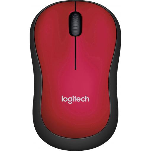 Logitech M185 optická myš, přenos bezdrátový, 3 tlačítko, 1000 dpi, červená