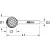 KS Tools 5153281 frézovací kolík , tvrdokov, Délka 38.5 mm, Vnější Ø 3 mm