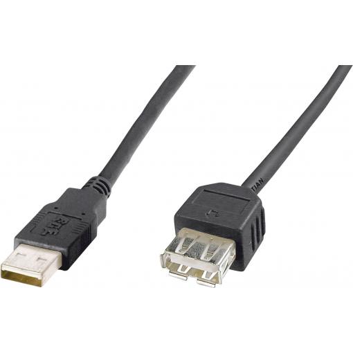 Digitus USB kabel USB-A zástrčka, USB-A zásuvka 1.80 m černá AK-300200-018-S