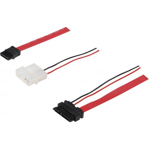 Digitus pevný disk kabel [1x SATA zásuvka 7-pólová - 1x kombinovaná Slimline SATA zásuvka 7+6pólová] 0.50 m červená