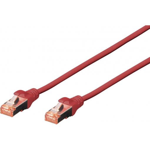 Digitus DK-1641-0025/R RJ45 síťové kabely, propojovací kabely CAT 6 S/FTP 0.25 m červená samozhášecí, s ochranou 1 ks