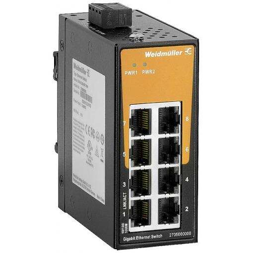 Weidmüller 2705000000 IE-SW-EL08-8GT-MINI průmyslový ethernetový switch 10 / 100 / 1000 MBit/s
