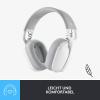 Logitech ZONE VIBE 100 Headset uzavřená (Over Ear) Bluetooth® stereo bílá Redukce šumu mikrofonu, Potlačení hluku regulace hlasitosti, Vypnutí zvuku mikrofonu