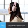 Logitech ZONE VIBE 100 Headset uzavřená (Over Ear) Bluetooth® stereo růžová Redukce šumu mikrofonu, Potlačení hluku regulace hlasitosti, Vypnutí zvuku mikrofonu