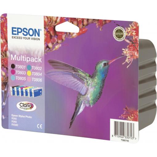 Epson Ink T0807 originál kombinované balení černá, azurová, purppurová, žlutá, foto azurová, foto purpurová C13T08074011
