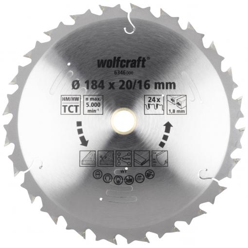 Wolfcraft 6346000 pilový kotouč 184 x 20 x 1.8 mm Počet zubů (na palec): 24 1 ks