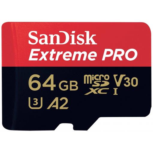 SanDisk SanDisk Extreme Pro - Flash-Speicherkarte (microSDXC-an-SD-Adapter inbegriffen) paměťová karta microSDXC 64 GB Class 10, UHS-I, v30 Video Speed Class