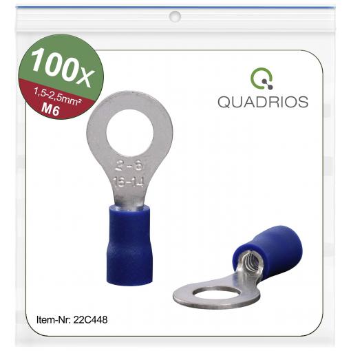 Quadrios 22C448 kulaté kabelové oko Průřez (max.)=2.5 mm² Ø otvoru=6.5 mm částečná izolace modrá 1 sada