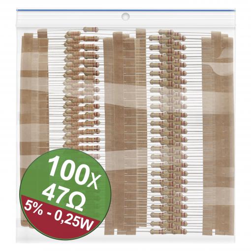 Quadrios 22P063 22P063 sada uhlíkových rezistorů 47 Ω axiální 0.25 W 5 % 1 sada