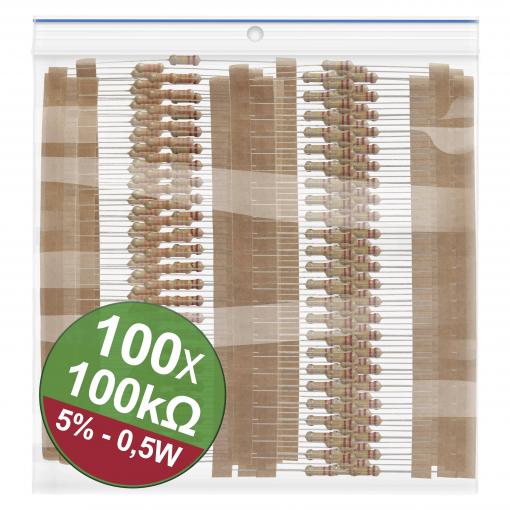 Quadrios 22P123 22P123 sada uhlíkových rezistorů 100 kΩ axiální 0.5 W 5 % 1 sada