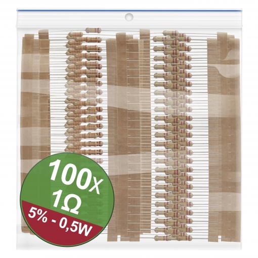 Quadrios 22P107 22P107 sada uhlíkových rezistorů 1 Ω axiální 0.5 W 5 % 1 sada