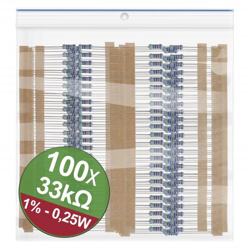 Quadrios 22P052 22P052 sada metalizovaných rezistorů 33 kΩ axiální 0.25 W 1 % 1 sada
