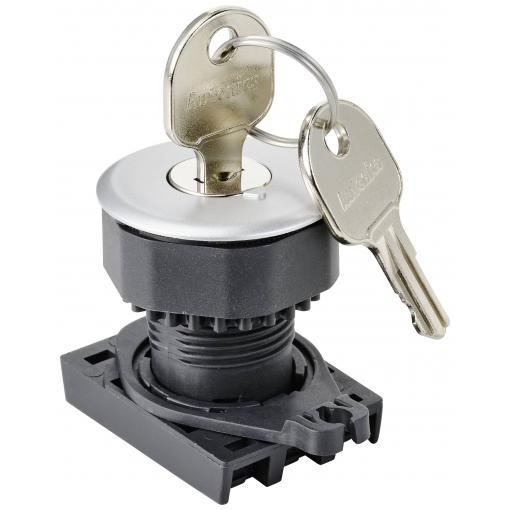 TRU COMPONENTS TC-10343992 S3KF-2DS uzamykatelný spínač - čelní prvek simulované kolečko stříbrná 1 x 90 ° 1 ks
