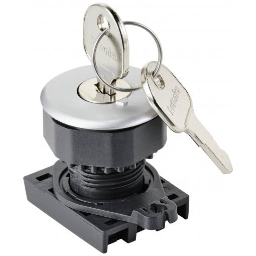 TRU COMPONENTS TC-10343996 S3KF-2FS uzamykatelný spínač - čelní prvek simulované kolečko stříbrná 1 x 90 ° 1 ks