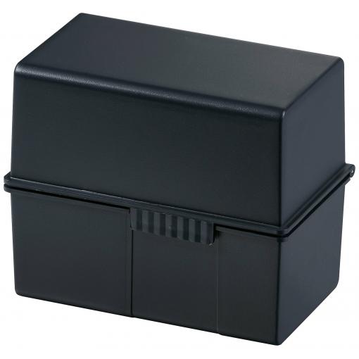 HAN 976-K-13 kartotéční box černá max. počet karet: 400 karet DIN A6 na šířku víko lze použít jako další nosítka, vč. 100 linkovaných karet